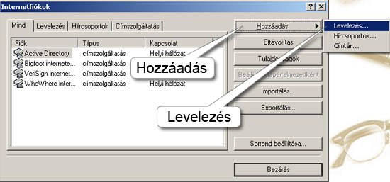 Fiókműveletek kiválasztása 
